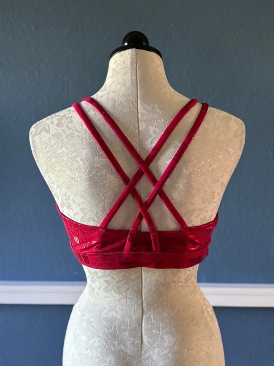 Lululemon Red Foil Sports Bralette with Various Text Size 12 - Picture 3 of 7